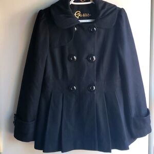 Guess Wool Blend Peplum Double Breasted Jacket